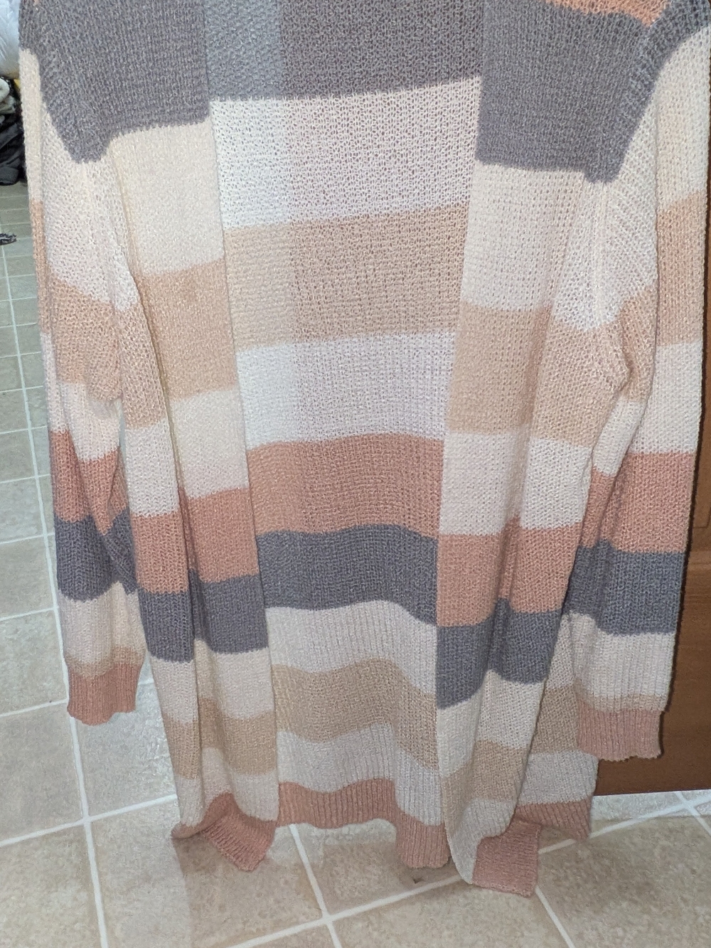 emory park Striped Open Cardigan in Pink, Cream & Gray